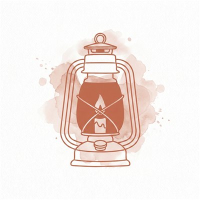 Oil lantern watercolor icon in terracotta